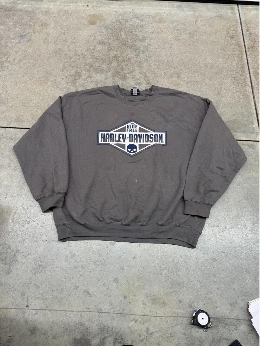 vintage harley davidson ride free dark grey skull crewneck size xl